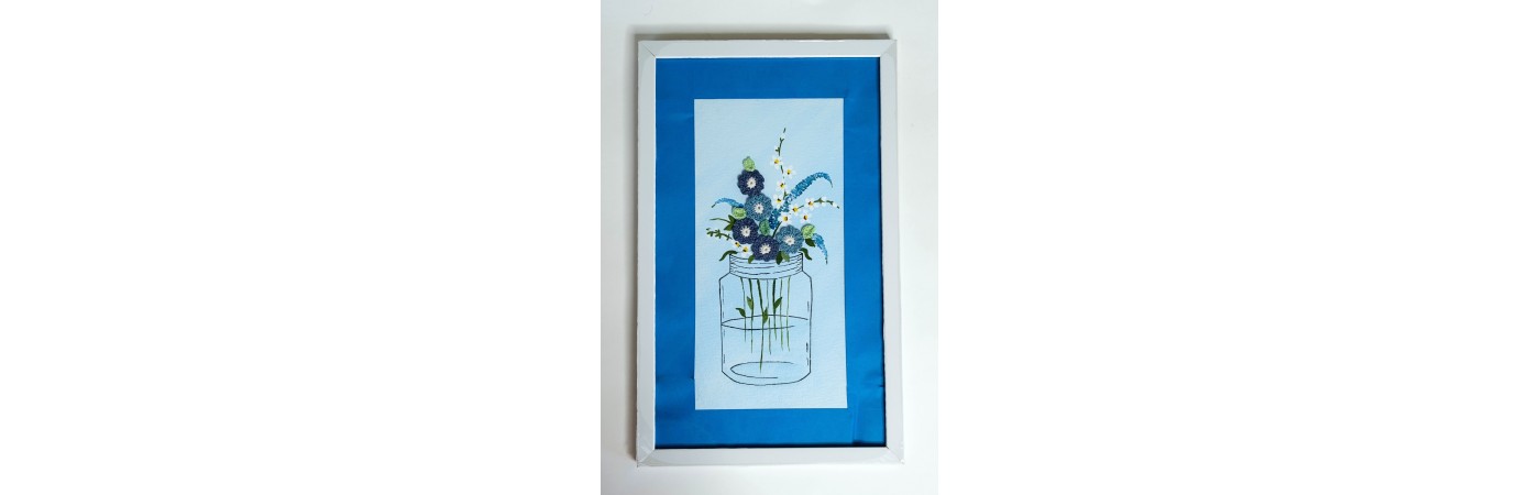 Happy Threads Frames With Artwork and Crochet Motifs (Blue)
